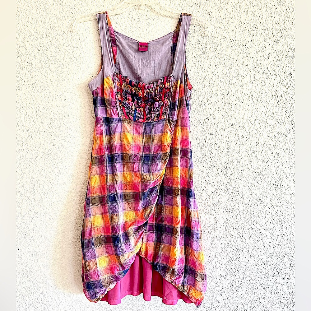 Vintage Save the Queen 90’s Plaid Bubble Wrap Tank Dress